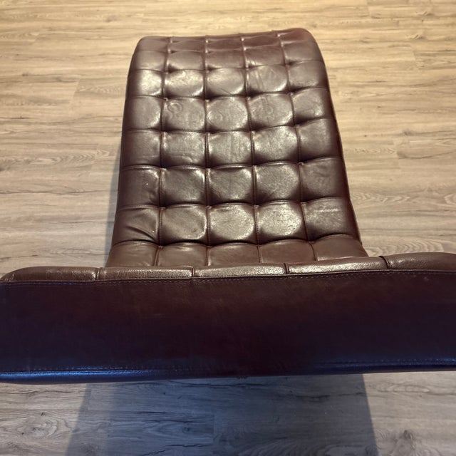 Brown Roche Bobois “Dolce” Chaise in a Distressed Brown Having Aluminum Legs. For Sale - Image 8 of 12
