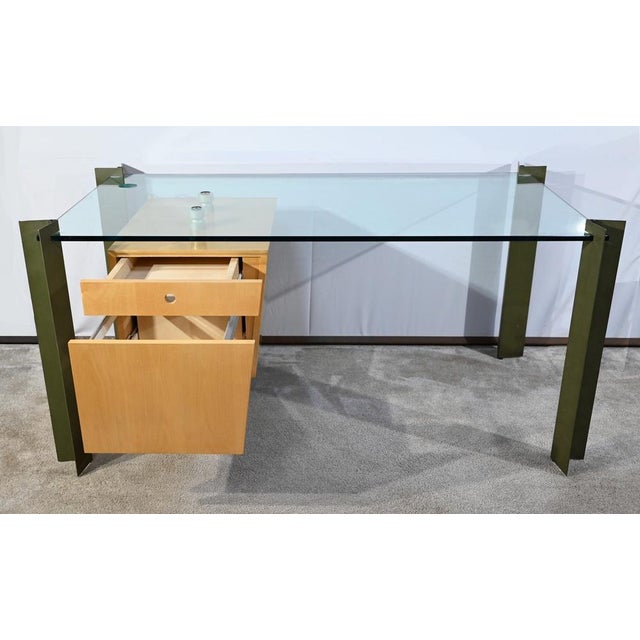1990s Glass and Sycomore Desk by J. Rondineau, 1990s For Sale - Image 5 of 18