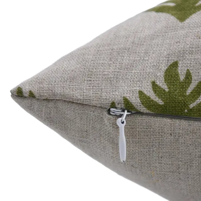 Contemporary Fabdivine Handmade Block Printed Cushion Cover 14x14 Inch Pure Linen- Pattagobi For Sale - Image 3 of 4