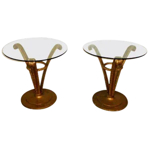 1950s Hollywood Regency Grosfeld House Side Tables - a Pair