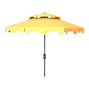 Outdoor Zimmerman 9ft Double Top Market Umbrella - YellowithWhite Trim