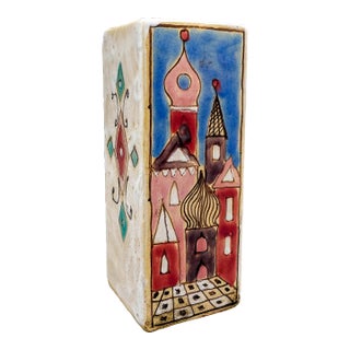 Elio Schiavon (1925-2004) Italy Vintage Mid Century Art Pottery Vase For Sale