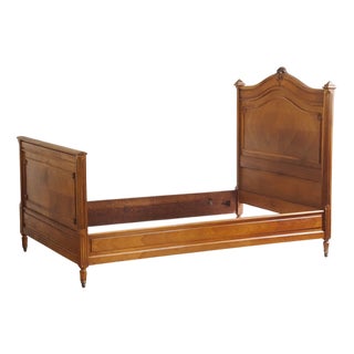 Antique French Louis Philippe Style Bed on Casters, 1890s For Sale