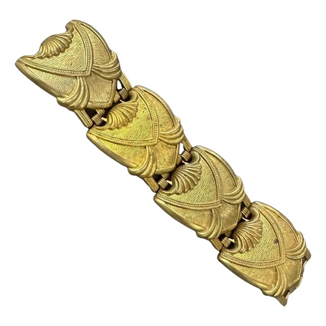 A 1930s Art Deco Gilded Metal Bracelet For Sale