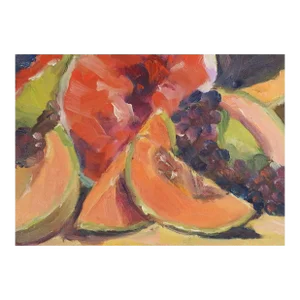 Contemporary Impressionist Melon Grapes Still Life Painting