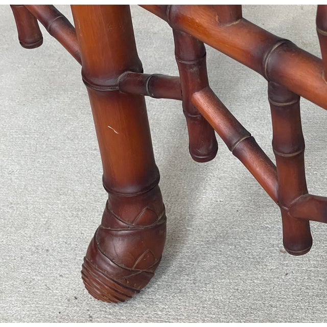 Vintage Faux Bamboo Newly Upholstered Bench, Palm Fabric Chairish