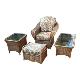 Vintage Braxton Culler Wicker Four Piece Patio Set For Sale
