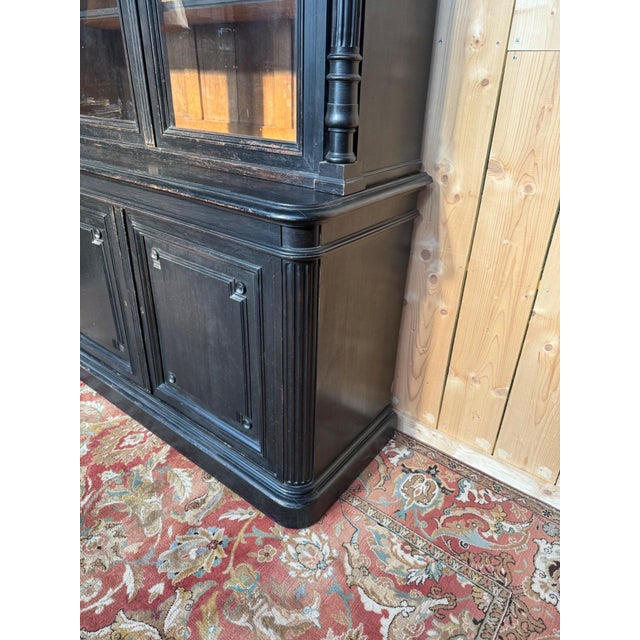 Napoleon III Glazed Cabinet in Ebonized Wood, 1800s For Sale - Image 4 of 10