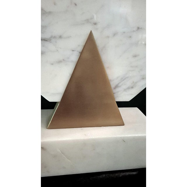Italian Carrara Statuario White Marble and Brass Table Lamp For Sale - Image 14 of 18