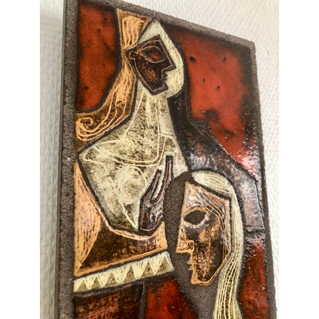 Unique piece, 1960s enameled lava wall plaque signed Jean Jaffreux. A fan of the unique piece, Jean Jaffeux (1931-2015) is...