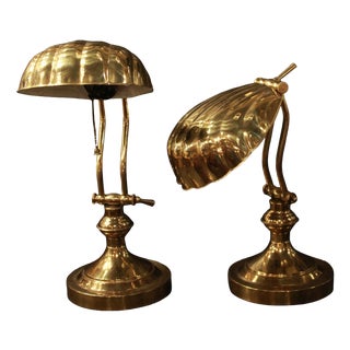Shell-Shaped Golden Lamps, 1950s, Set of 2 For Sale