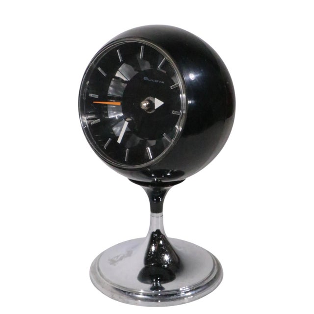 Mid 20th Century Mid 20th Century Space Age Pedestal Ball Clock Bulova 634 Made in Japan For Sale - Image 5 of 8