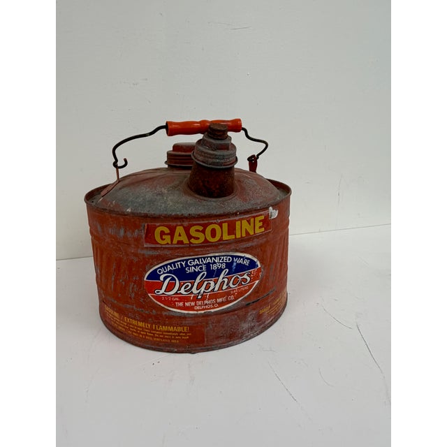 Mid-Century Modern Vintage Galvanized Gasoline Can For Sale - Image 3 of 9