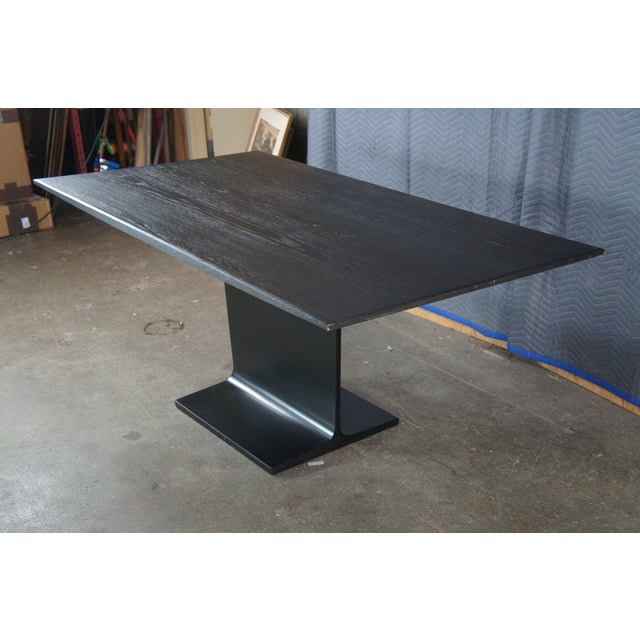 Early 21st Century Restoration Hardware I-Beam Rectangular Oak Modern Dining Conference Table 72" For Sale - Image 5 of 14