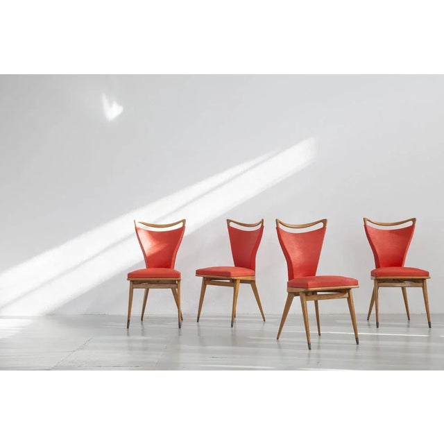 Wood Chairs in Wood & Leatherette, 1950s, Set of 4 For Sale - Image 7 of 18