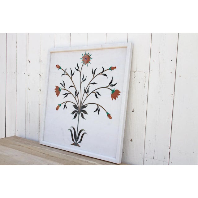 Contemporary Marble Gemstone Inlay Campanula Wall Panel For Sale - Image 3 of 12