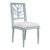 Matthew Izzo Home McKay Light Blue Lacquer Coral Design Dining Chair With White Linen Upholstered Seat For Sale