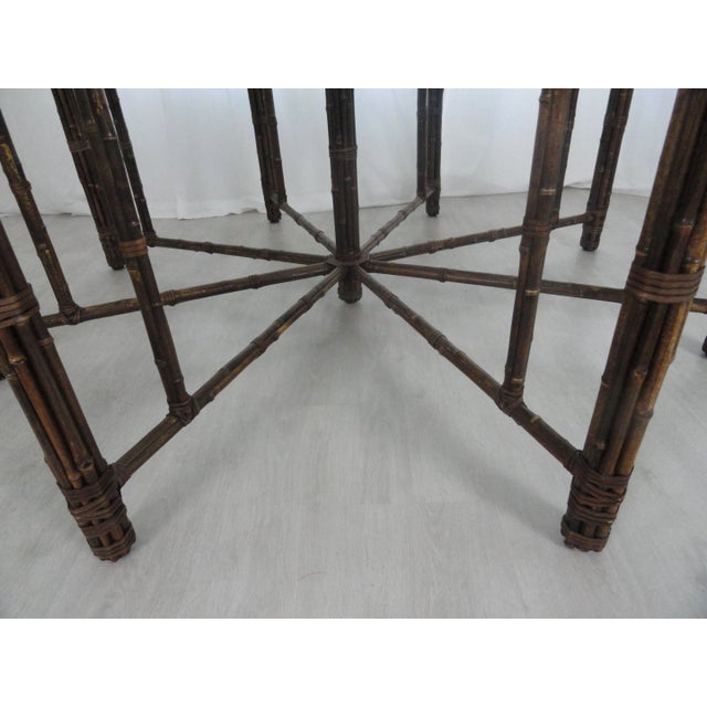 1990s McGuire Octagonal Bamboo and Rattan Dining Table For Sale In Miami - Image 6 of 8