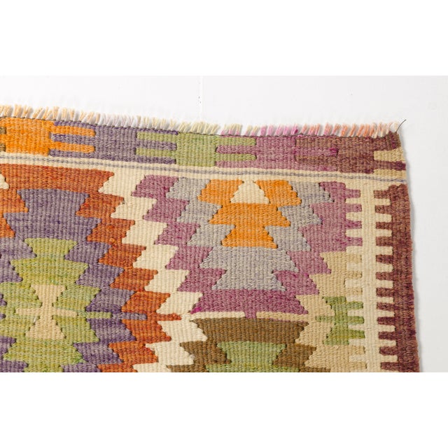 Apricot Mid 20th Century Geometric Anatolian Kilim Rug For Sale - Image 8 of 10