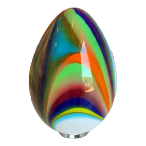 White Egg Small Lamp in Murano Style Multicolored Glass