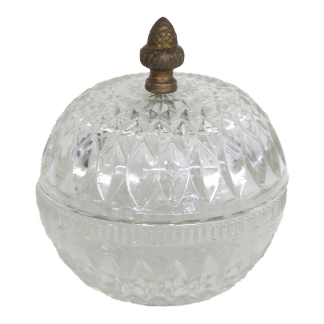Indiana Glass Mount Vernon Candy Box Bowl With Lid Cab Clear Pressed Glass 5171b For Sale