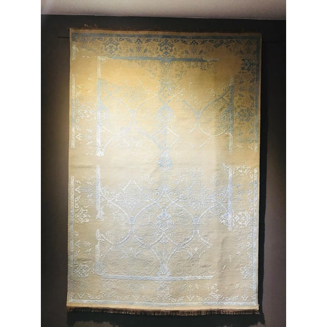 Indian Wool & Silk Carpet, 1982 For Sale - Image 14 of 15