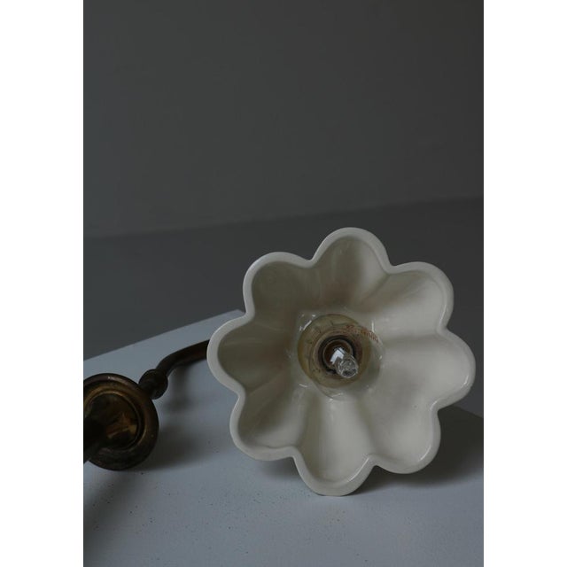 Metal Scandinavian Flower Table Lamps in Brass and Faience by Svend Mejlstrøm, 1960s, Set of 2 For Sale - Image 7 of 18