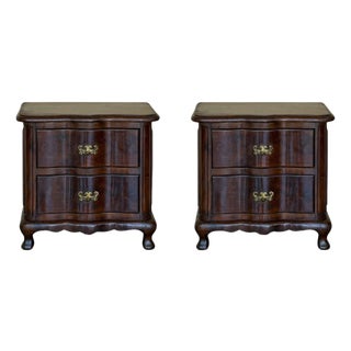 Late 19th Century Pair French Solid Walnut Night Stands with two drawers For Sale