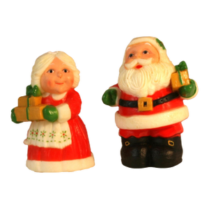Vintage 1970s Hong Kong Santa and Mrs Claus With Gifts Salt & Pepper Shakers