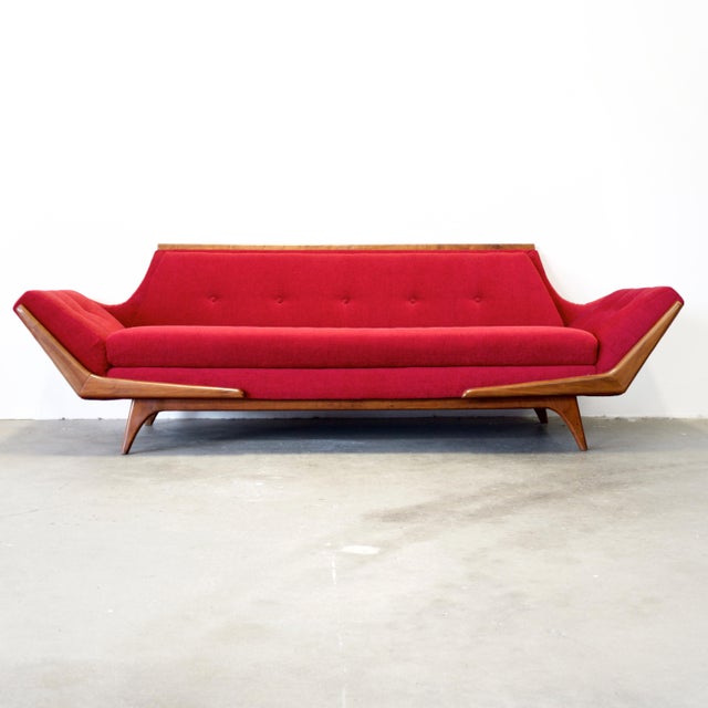 Rowe Furniture Walnut Gondola Couch / Sofa in the Style of Adrian Pearsall For Sale In Boston - Image 6 of 11