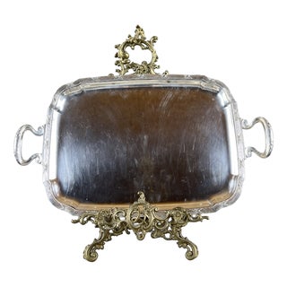 20th Century Silver-Plated Metal Serving Tray For Sale