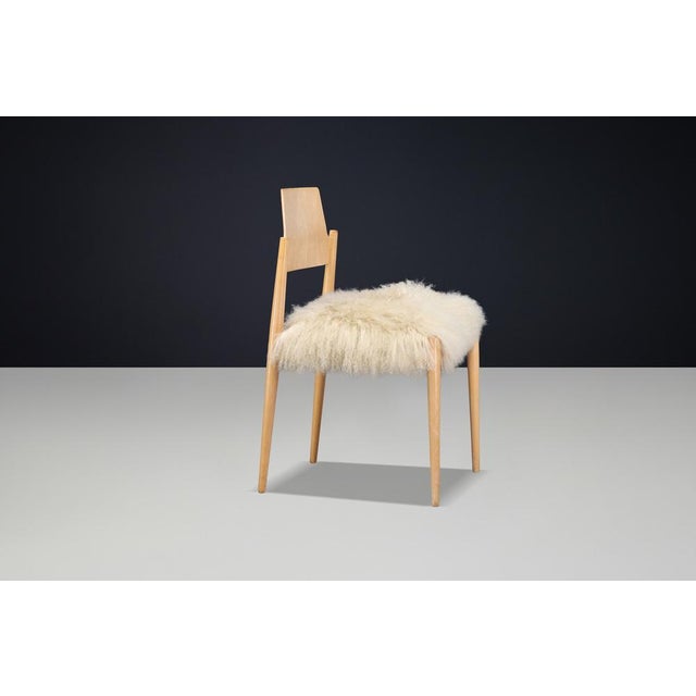1 of 100+ SE 119 Dining Chairs in Tibetan Ecru Sheepskin attributed to Egon Eiermann, 1950s For Sale - Image 6 of 10