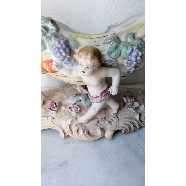 Antique German Porcelain Figural Centerpiece Bowl, of Dresden or Von Schierholz Styles, Hand-Painted Putti For Sale - Image 12 of 15