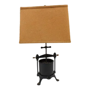 Antique 1910s Griswold No 1 Fruit & Lard Press Cast Iron Table Lamp Light Farmhouse