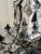 Vintage Six Arm Metal and Crystal French Provincial Chandelier For Sale In New York - Image 6 of 8