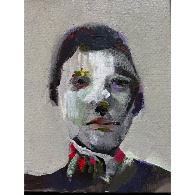 Contemporary 2025 Abstract Expressionist Oil Portrait of a Gentleman, Framed For Sale - Image 3 of 5