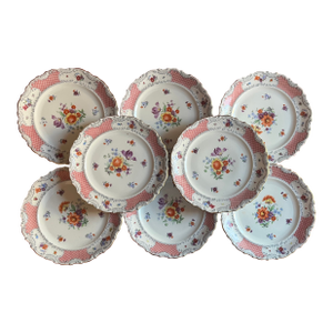 Schumann Bavaria Pink Lattice Porcelain 8" Plates Us Zone - Set of 8