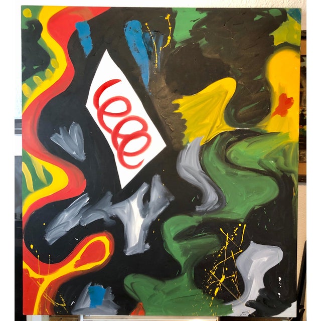 Richard Hennessy, 1979 Large Colorful Abstract Oil Painting "Nightlife" Jazz Inspired Art, 1979 For Sale - Image 10 of 10