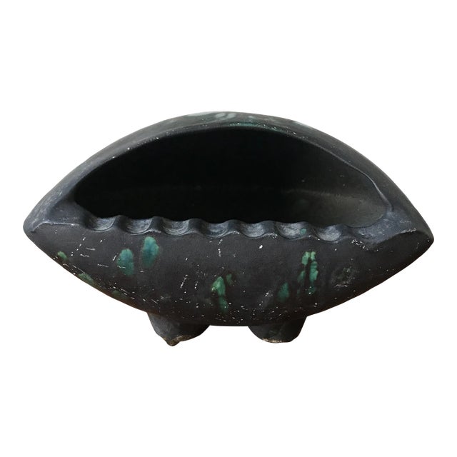 Vintage Atomic Mid Century Modern Hand Made Ceramic Ashtray For Sale