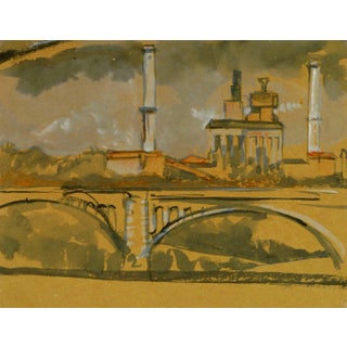 Industrial French Skyline With Bridge For Sale