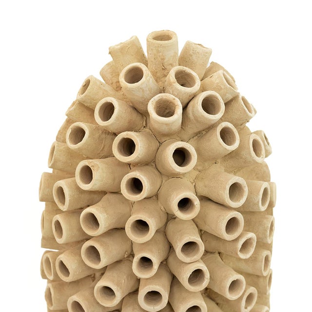 Unglazed Terracotta Cylindrical Sculpture | One of a Kind For Sale - Image 6 of 7