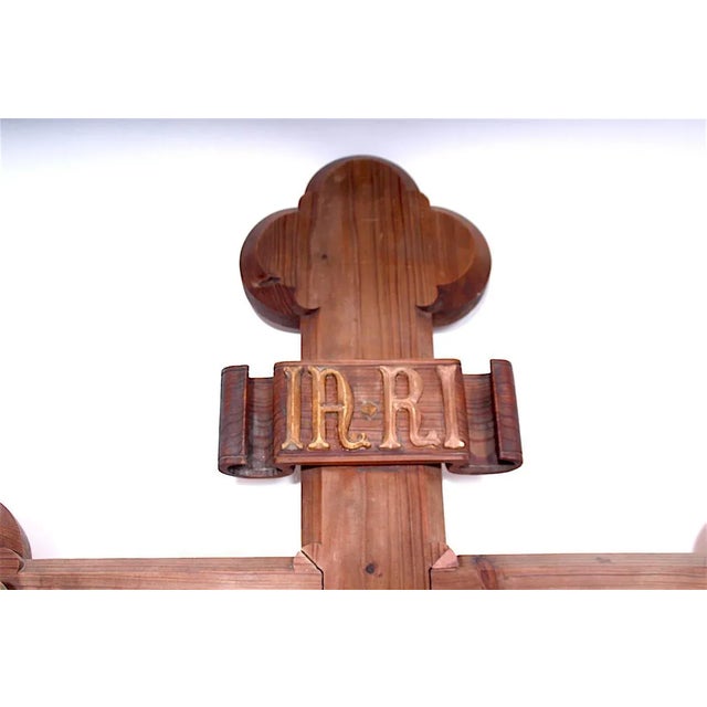 Wood Large Antique Cross of Consecrated Church For Sale - Image 7 of 9