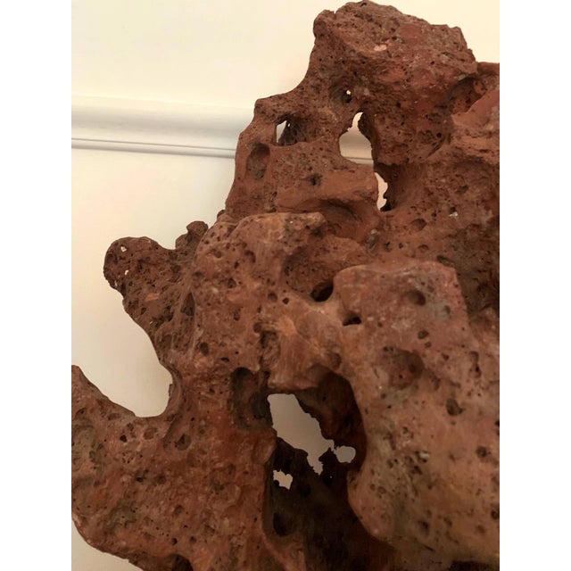 Large Chinese Scholar Stone Rare Red Taihu Rock on Display Stand For Sale - Image 9 of 15