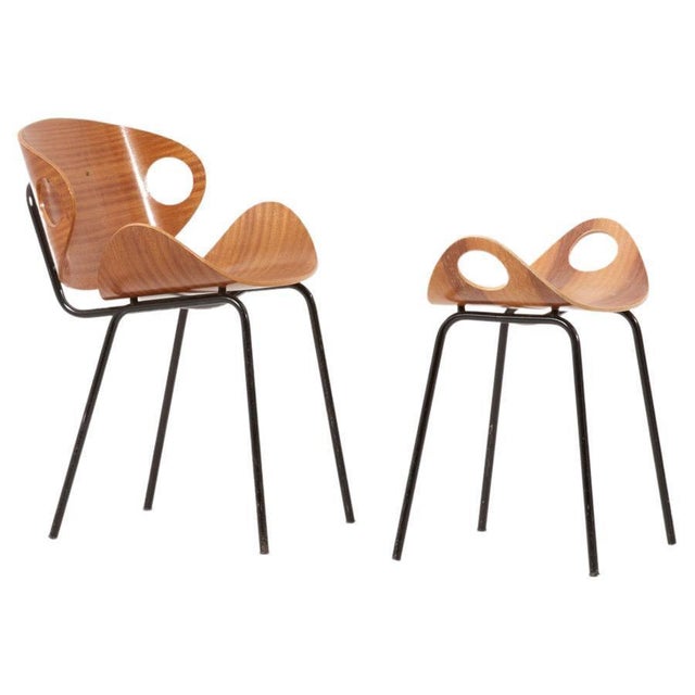 Set of Chair and Stool by Olof Kettunen for Merivaara, Finland, 1950s For Sale - Image 13 of 13