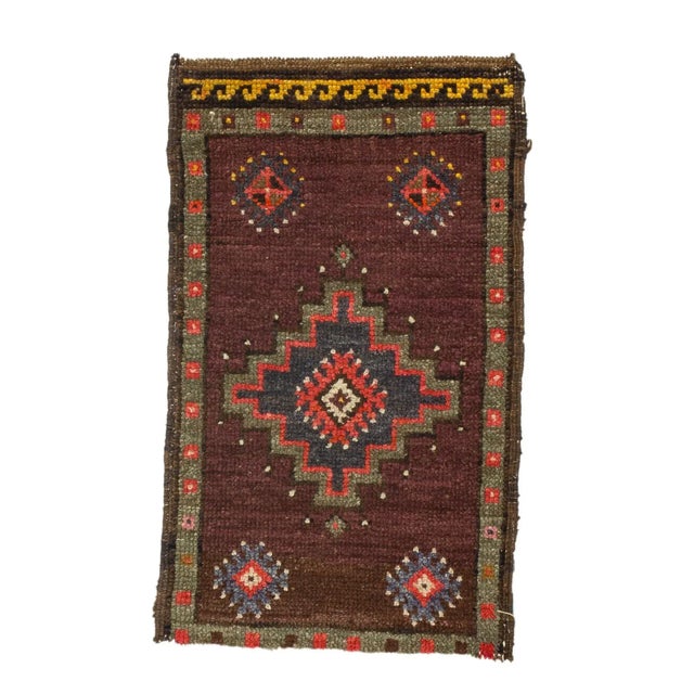 Vintage Mini Turkish Rug For Sale - Image 4 of 4