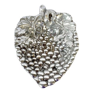Vintage Pewter Grape Tray For Sale