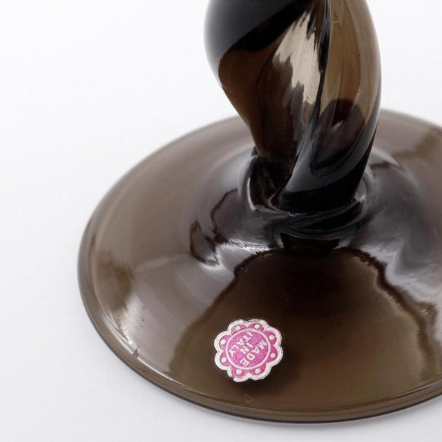 Mid-Century Twisted Smoked Glass Bowl, Italy, Murano, 1960s For Sale - Image 12 of 15