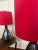 Red Pair of 1980s Postmodern Ceramic Lamps With Custom Red Pleated Shades For Sale - Image 8 of 13