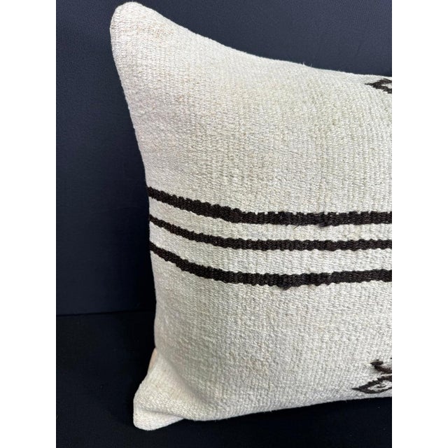 Turkish Hemp Pillow Cushion Natural Beige Black Cushion Cover 20"x20" #30651 Enhance your home decor with our Kilim Pillow...