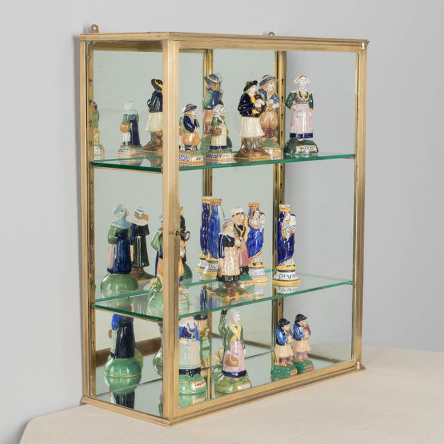 French Art Deco Brass Wall Vitrine For Sale - Image 9 of 9